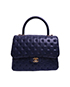 Cross Stitch Coco Handle Flap, &pound;2,350, Handbags, Blue, Lambskin Leather, Front view